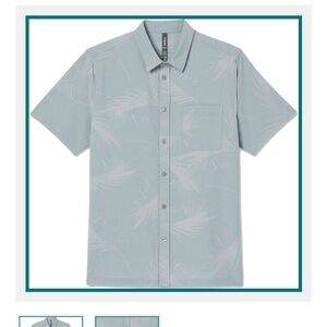 NWT Vuori Short Sleeve Bridge Button Down green blue